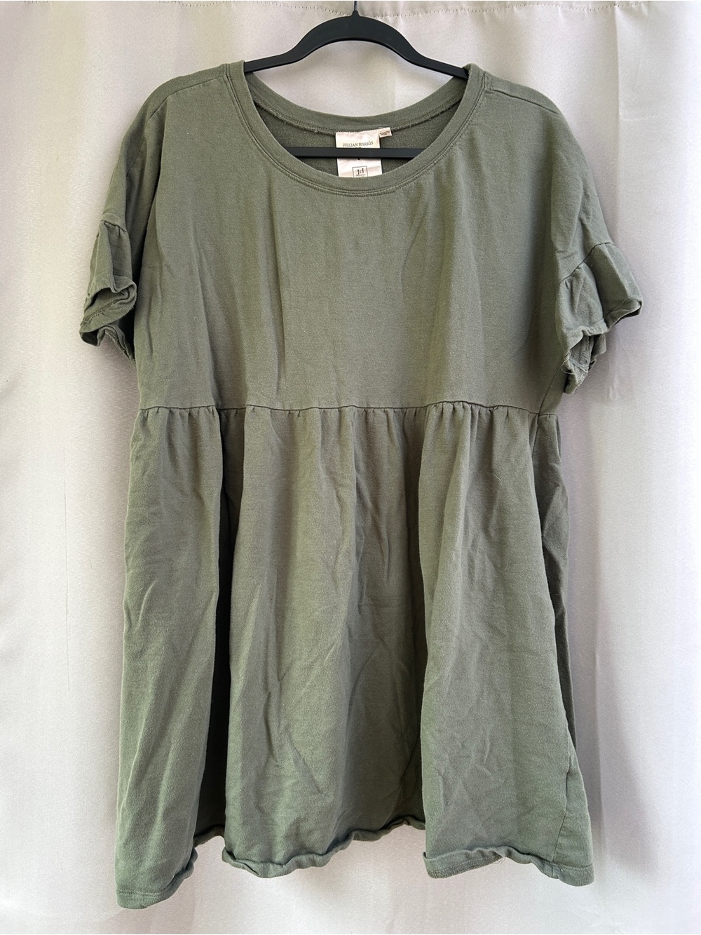 Olive Babydoll Short Sleeve Tunic Top Cotton Jillian Harris
